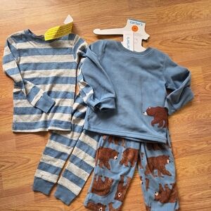 Carter's Boys Pajamas 4Pc Brown Bear and Stripes NWT Cotton and Polyester Set